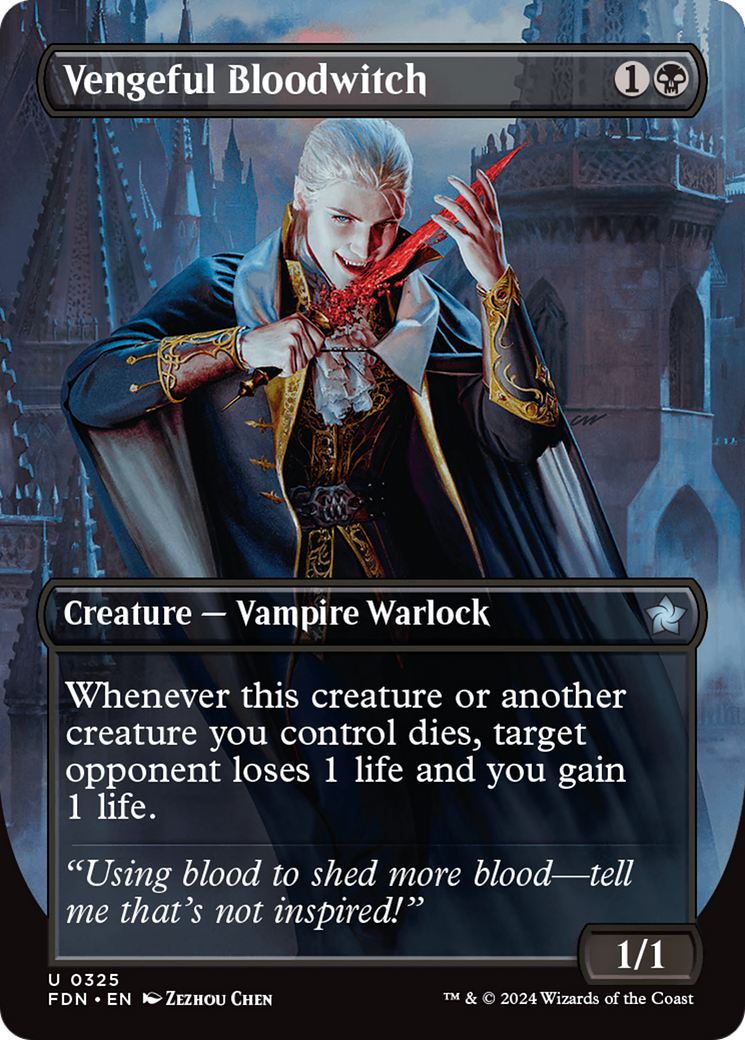 Vengeful Bloodwitch (Borderless) (FDN-325) - Foundations (Borderless) Foil