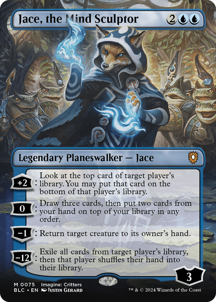 Jace, the Mind Sculptor (Borderless) (BLC-075) - Bloomburrow Commander (Borderless)