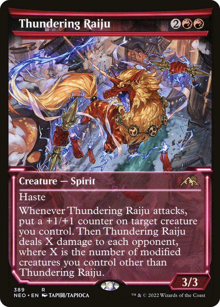 Thundering Raiju (Showcase) (NEO-389) - Kamigawa: Neon Dynasty: (Showcase) Foil