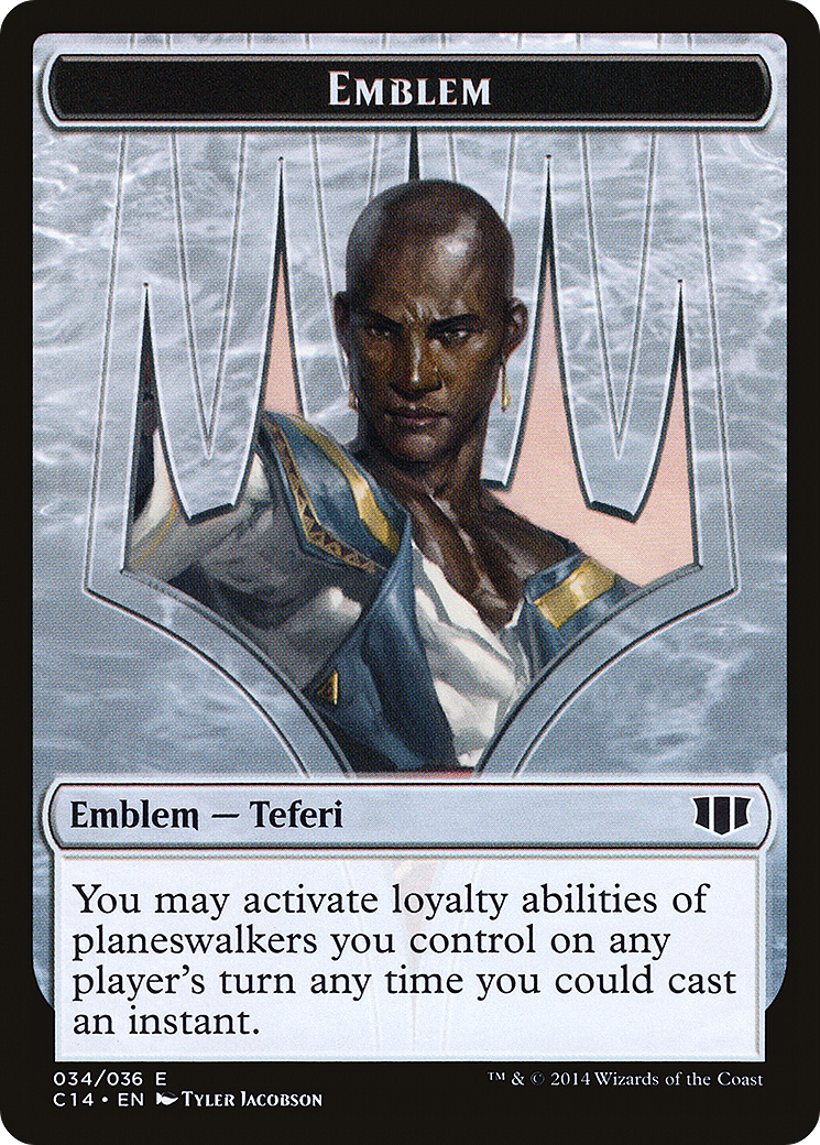 Emblem - Teferi, Temporal Archmage // Zombie (Blue) Token (C14-34 // 11) - Commander 2014 Tokens