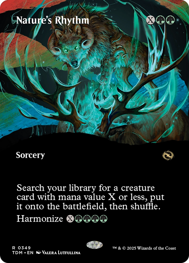 Nature's Rhythm (Borderless) (TDM-349) - Tarkir: Dragonstorm: (Showcase) (Borderless) Foil
