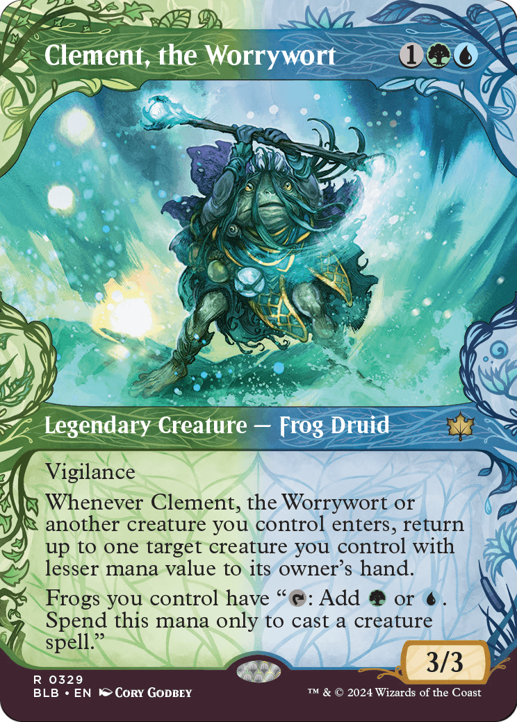 Clement, the Worrywort (Showcase) (BLB-329) - Bloomburrow: (Showcase) (Borderless) Foil