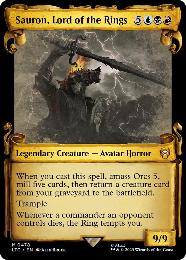 Sauron, Lord of the Rings (Showcase Scrolls) (LTC-478) - Tales of Middle-earth Commander: (Showcase) Foil