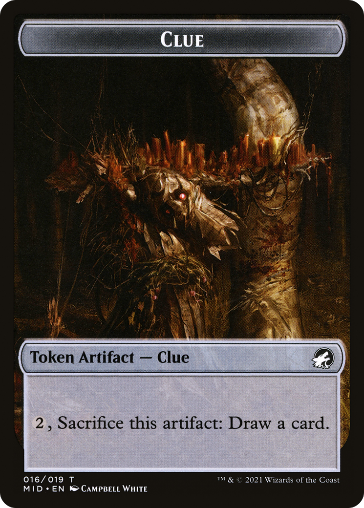 Clue (TMID-016) - Innistrad: Midnight Hunt Tokens Foil