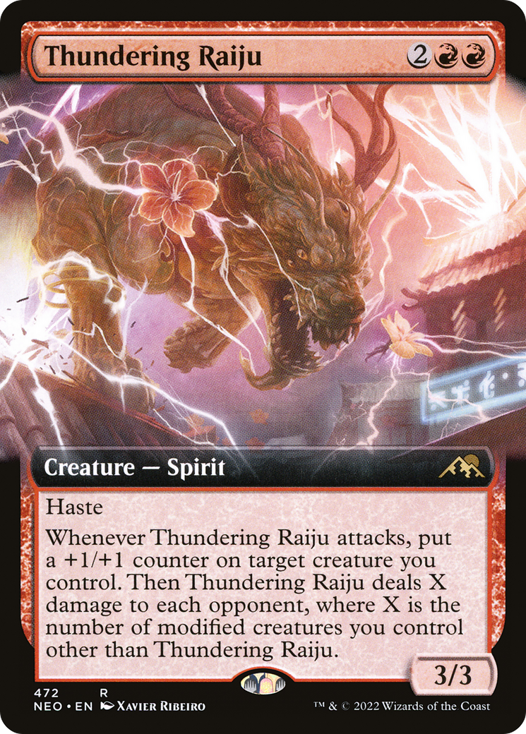 Thundering Raiju (Extended Art) (NEO-472) - Kamigawa: Neon Dynasty: (Extended Art)