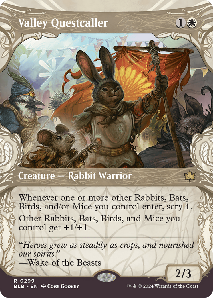 Valley Questcaller (Showcase) (BLB-299) - Bloomburrow: (Showcase) (Borderless) Foil