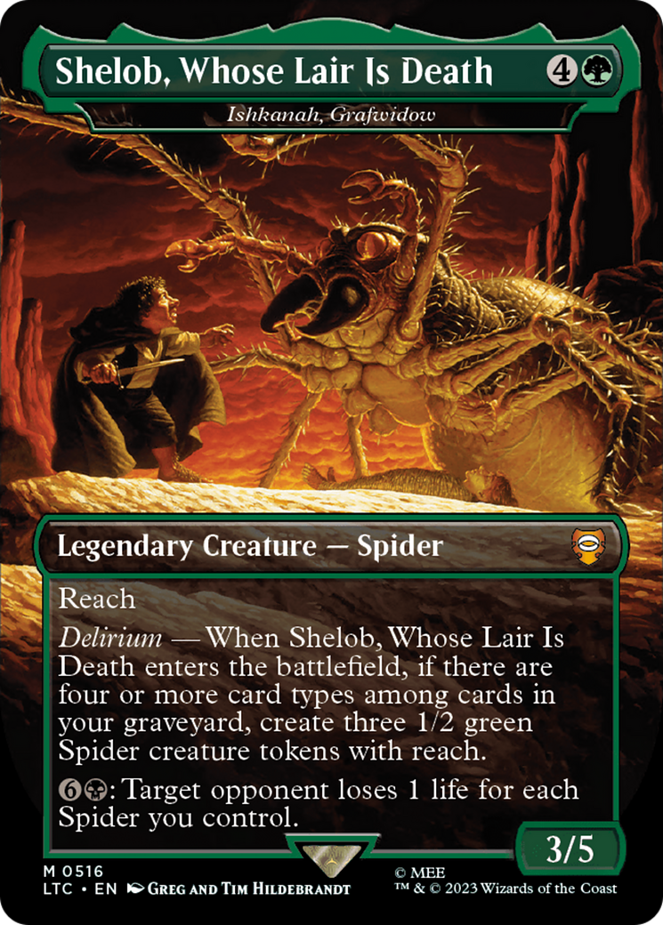Shelob, Whose Lair Is Death - Ishkanah, Grafwidow (Borderless) (LTC-516) - Tales of Middle-earth Commander / Shelob, Whose Lair Is Death (Borderless) Foil
