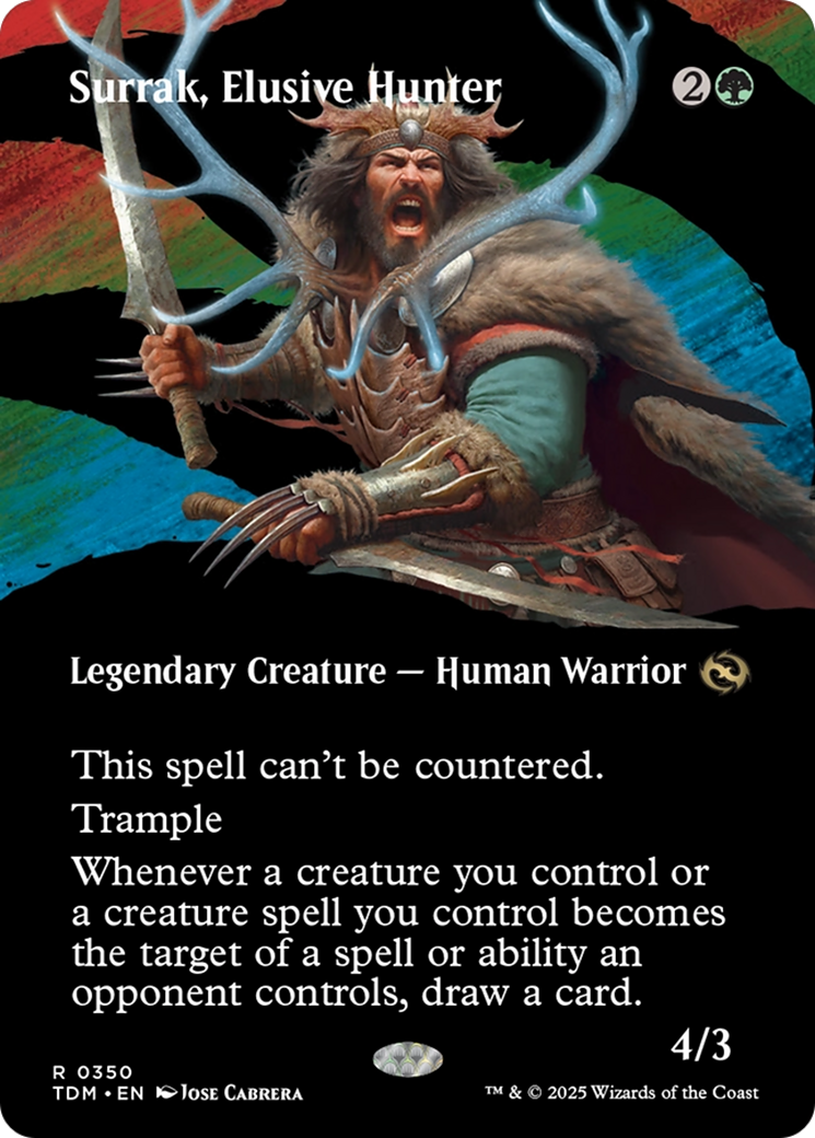 Surrak, Elusive Hunter (Borderless) (TDM-350) - Tarkir: Dragonstorm: (Showcase) (Borderless)