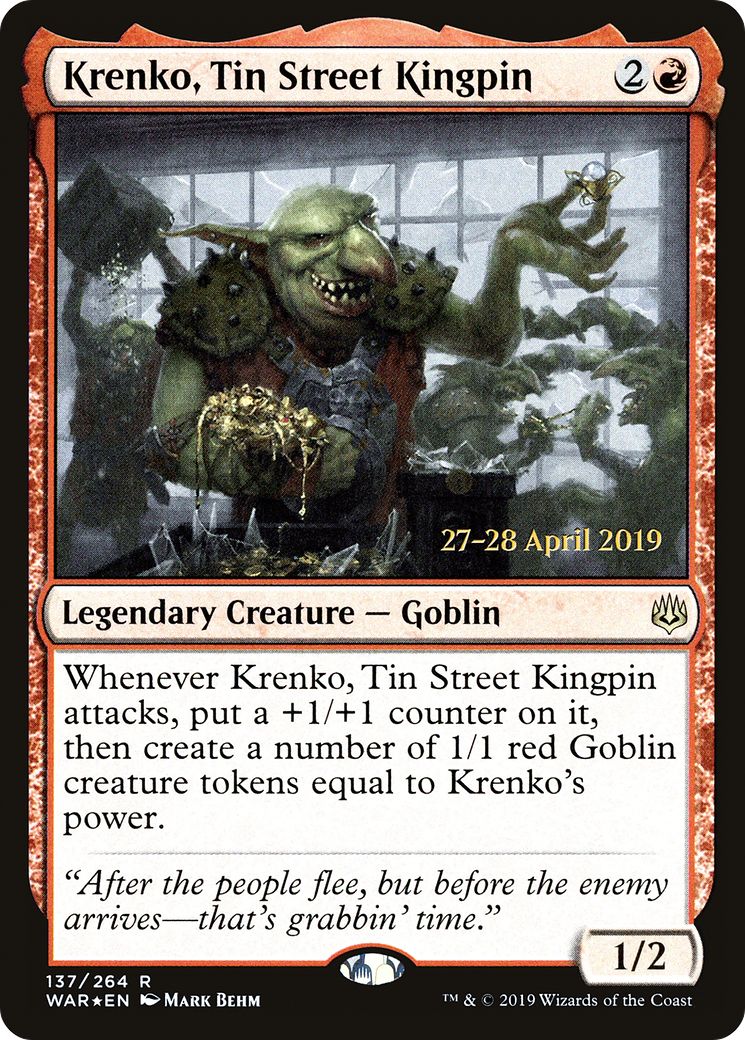 Krenko, Tin Street Kingpin (PRE-137) - War of the Spark Promos Foil