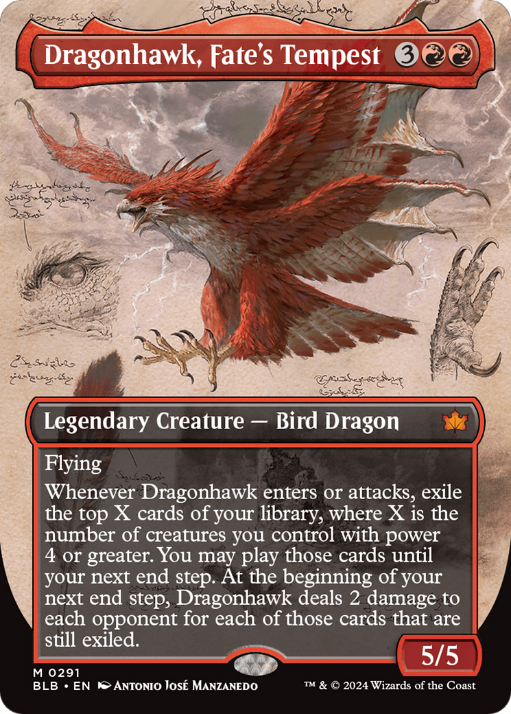 Dragonhawk, Fate's Tempest (Borderless) (BLB-291) - Bloomburrow: (Showcase) (Borderless)