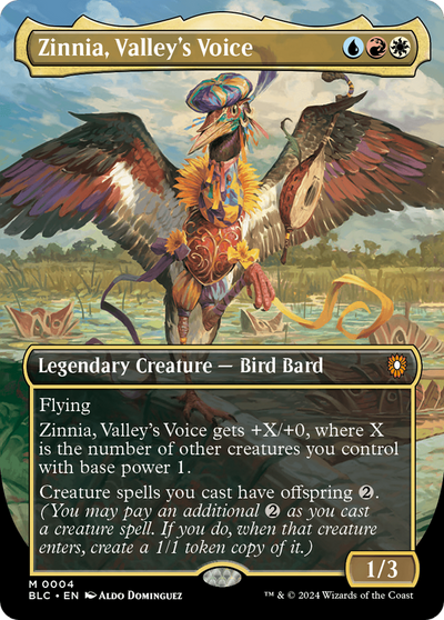 Zinnia, Valley's Voice (Borderless) (BLC-004) - Bloomburrow Commander (Borderless) Foil