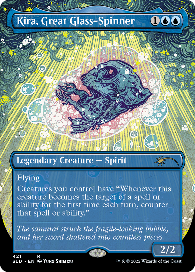 Kira, Great Glass-Spinner (Borderless) (SLD-421) - Secret Lair Drop (Borderless) Foil