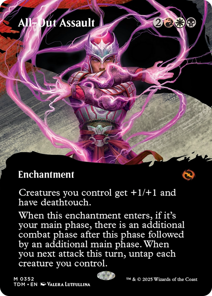 All-Out Assault (Borderless) (TDM-352) - Tarkir: Dragonstorm: (Showcase, enchantment) (Borderless) Foil