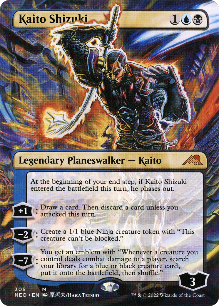 Kaito Shizuki (Borderless) (NEO-305) - Kamigawa: Neon Dynasty (Borderless) Foil