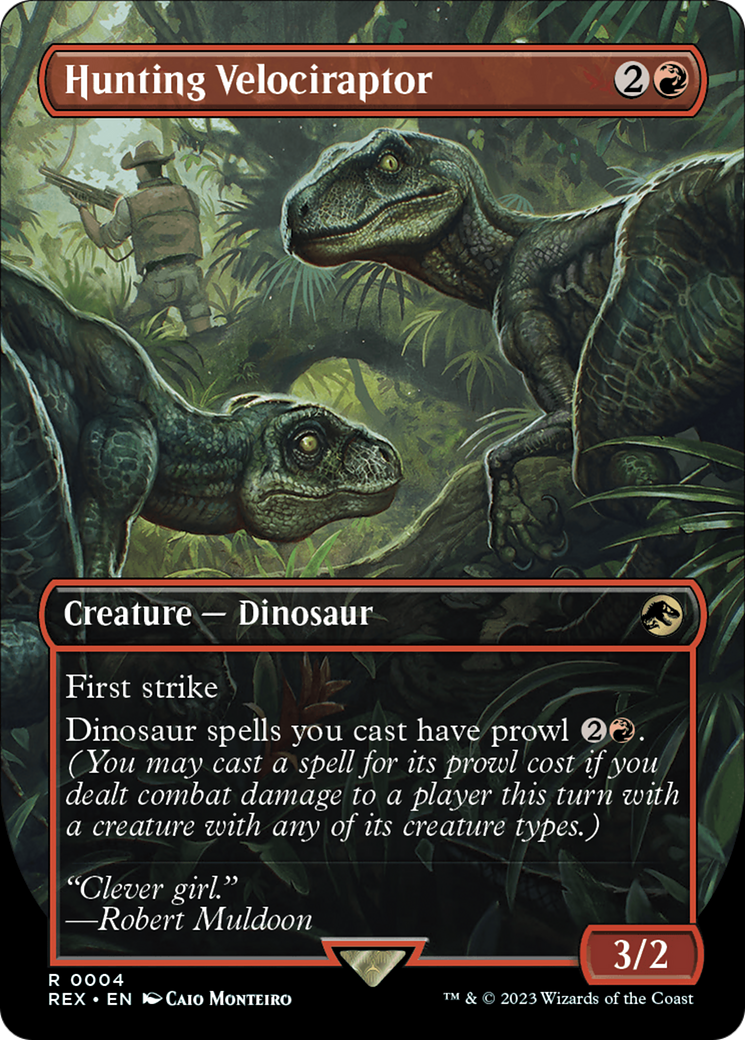 Hunting Velociraptor (Borderless) (REX-004) - Jurassic World Collection (Borderless) Foil