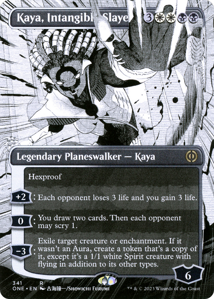 Kaya, Intangible Slayer (Borderless) (ONE-341) - Phyrexia: All Will Be One: (Showcase) (Borderless) Foil