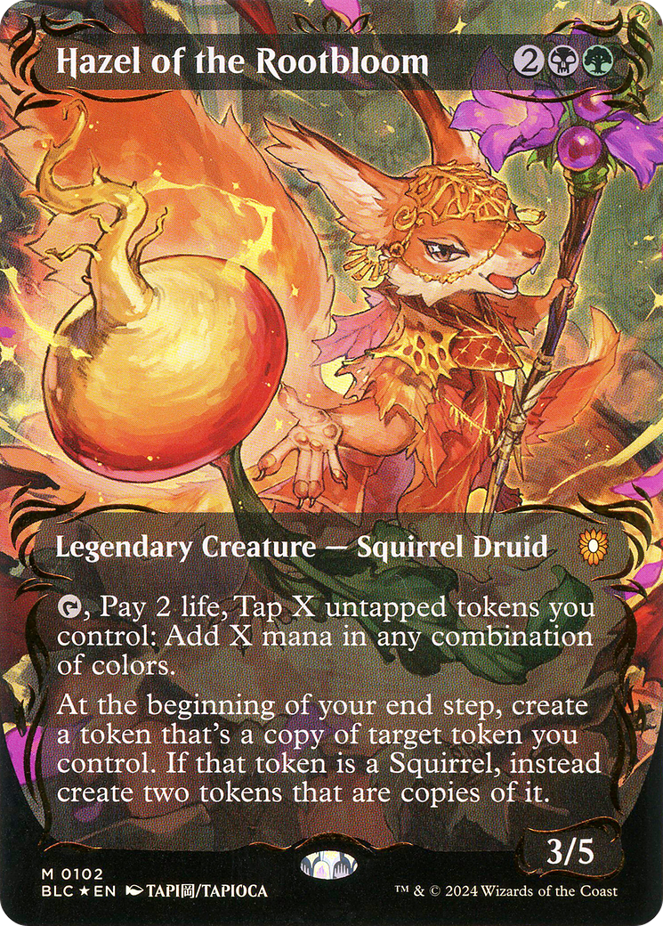 Hazel of the Rootbloom (Borderless) (Raised Foil) (BLC-102) - Bloomburrow Commander (Borderless) Foil