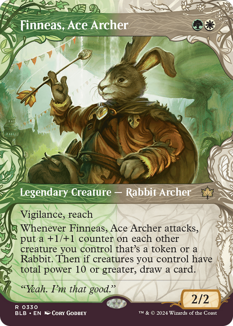 Finneas, Ace Archer (Showcase) (BLB-330) - Bloomburrow: (Showcase) (Borderless) Foil
