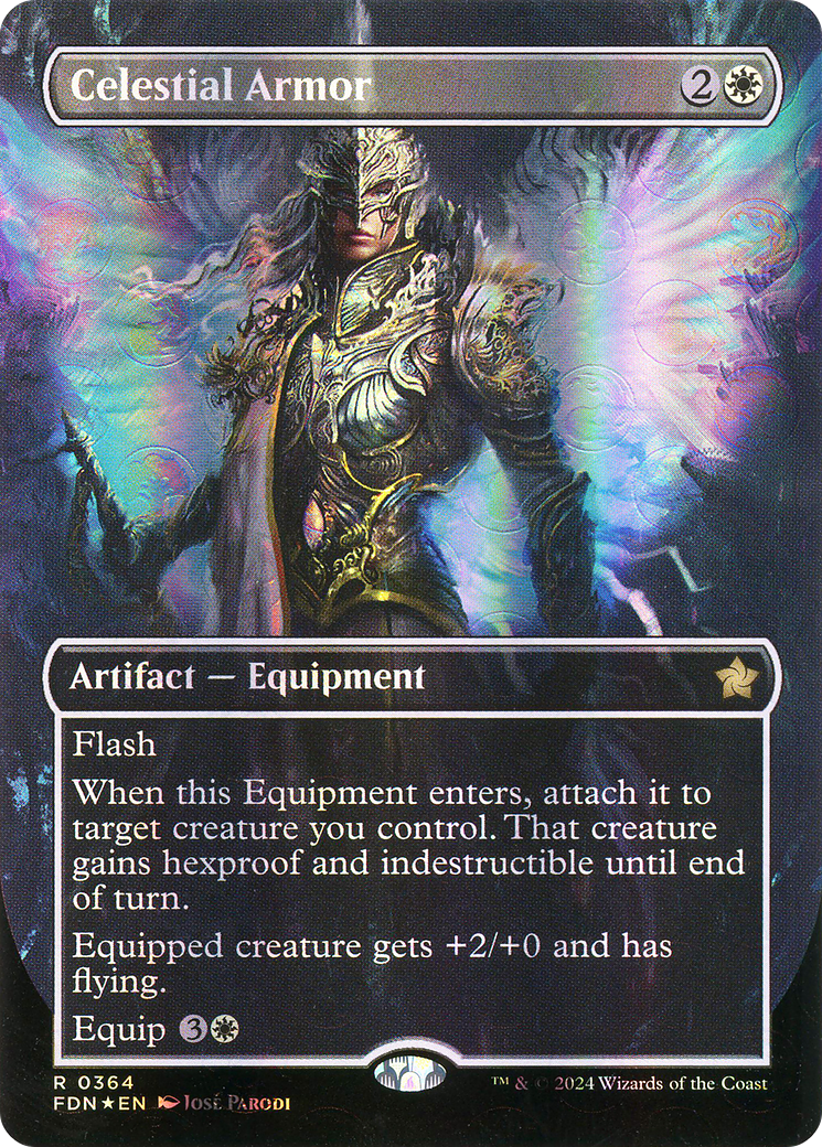 Celestial Armor (Borderless) (Mana Foil) (FDN-364) - Foundations (Borderless) Foil
