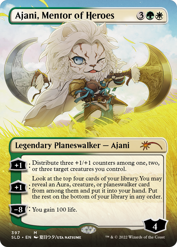 Ajani, Mentor of Heroes (Borderless) (SLD-397) - Secret Lair Drop (Borderless) Foil