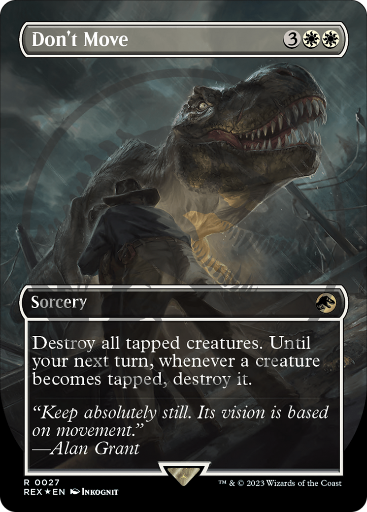 Don't Move (Borderless) (Emblem) (REX-027) - Jurassic World Collection (Borderless) Foil