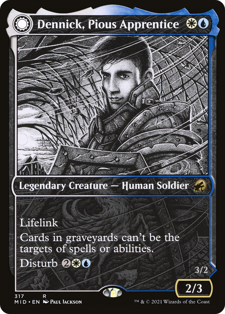 Dennick, Pious Apprentice (Showcase) (MID-317) - Innistrad: Midnight Hunt: (Showcase, Double Faced Transform) Foil
