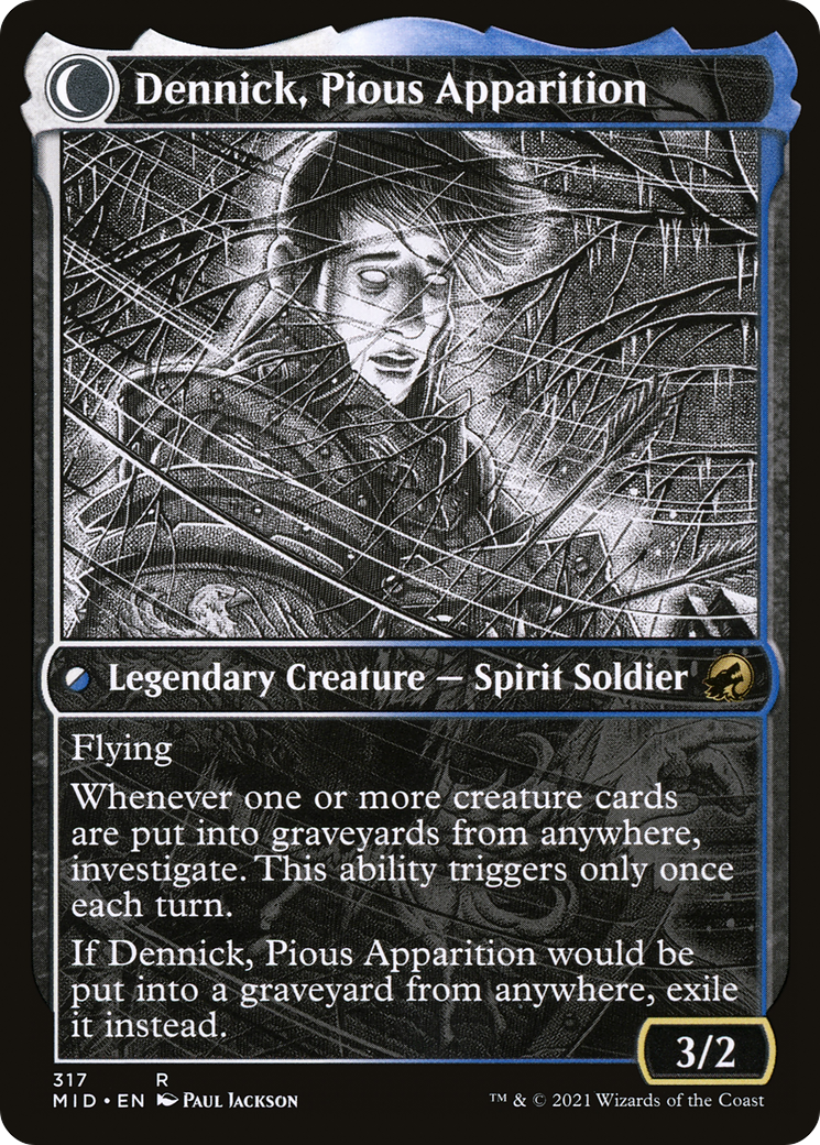Dennick, Pious Apprentice (Showcase) (MID-317) - Innistrad: Midnight Hunt: (Showcase, Double Faced Transform)