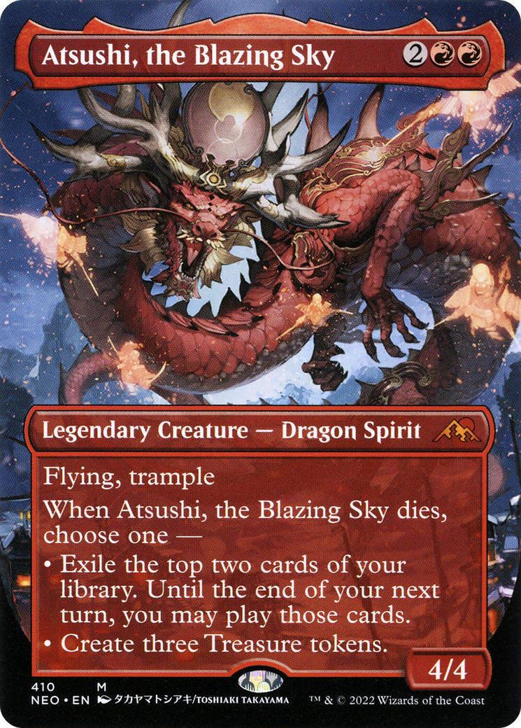 Atsushi, the Blazing Sky (Borderless) (NEO-410) - Kamigawa: Neon Dynasty (Borderless) Foil