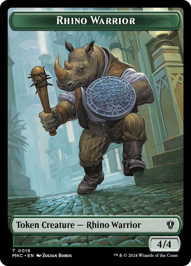 Rhino Warrior (TMKC-018) - Murders at Karlov Manor Commander Tokens