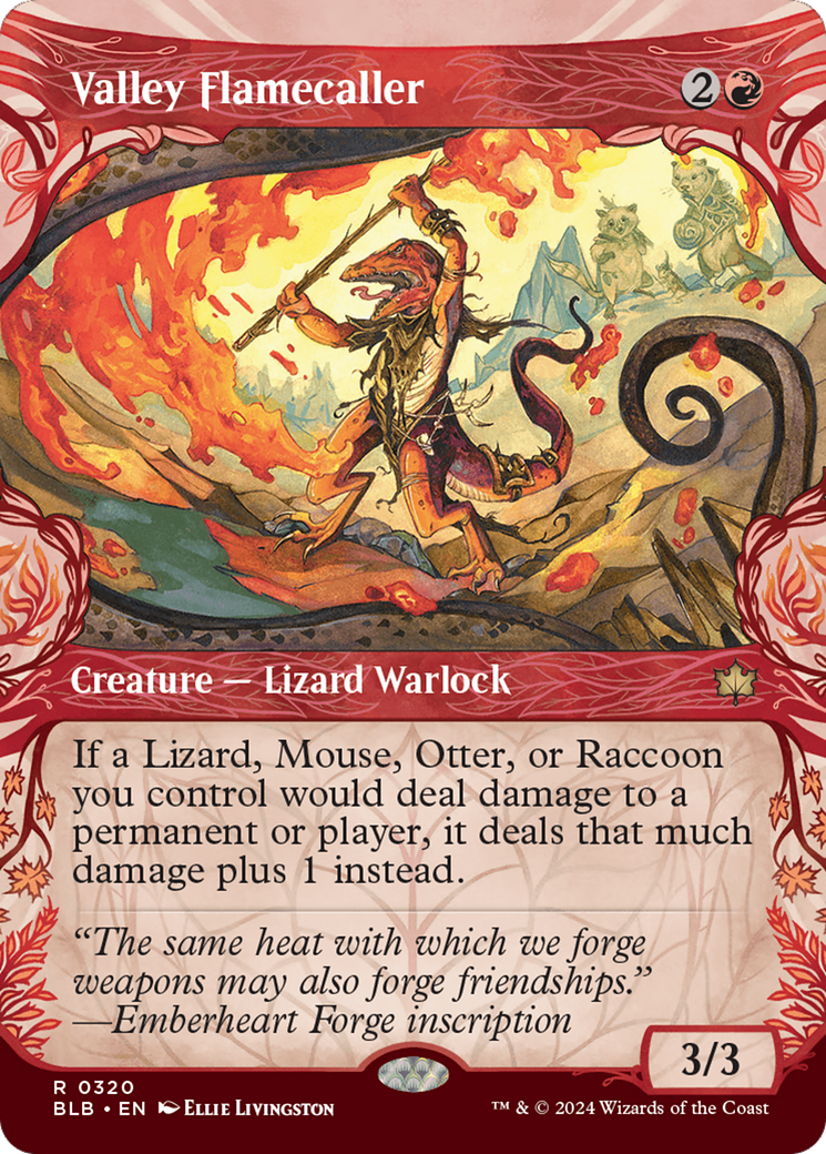 Valley Flamecaller (Showcase) (BLB-320) - Bloomburrow: (Showcase) (Borderless) Foil