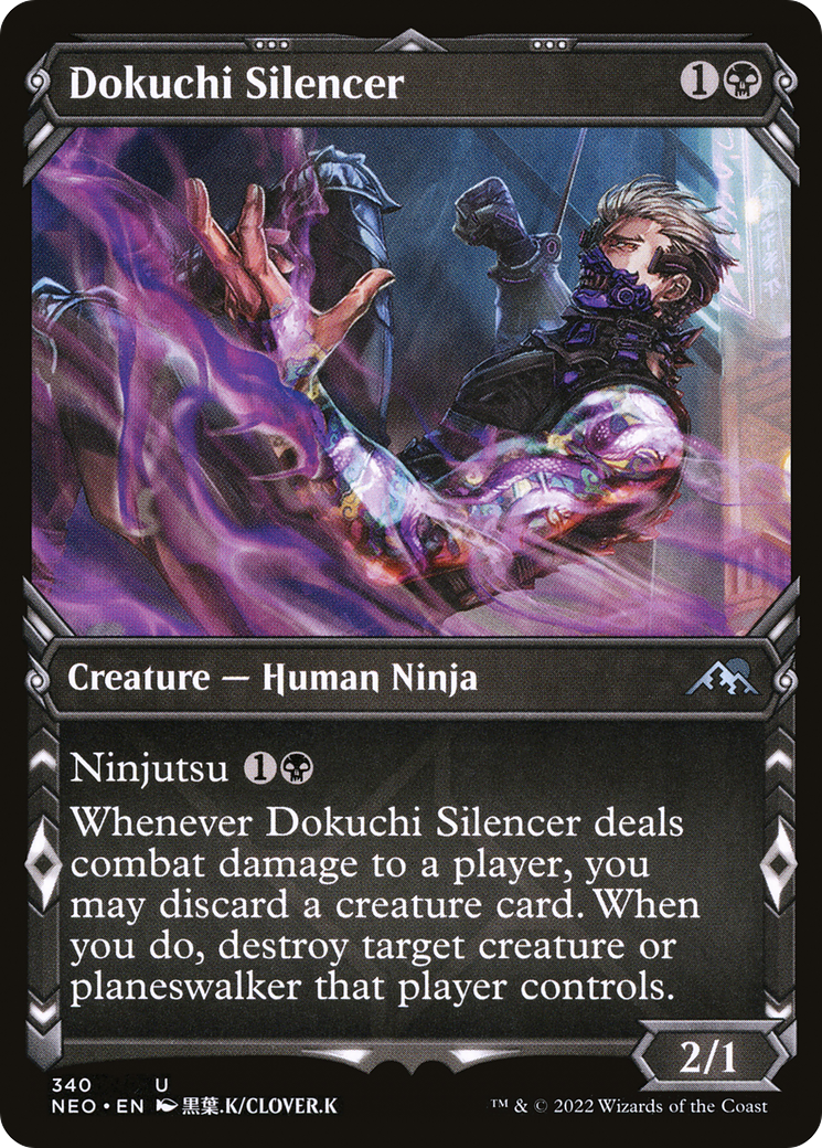 Dokuchi Silencer (Showcase) (NEO-340) - Kamigawa: Neon Dynasty: (Showcase) Foil
