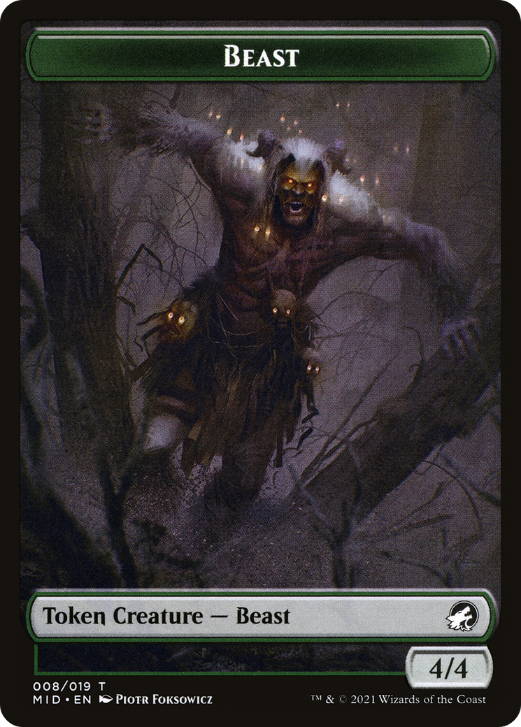 Beast (TMID-008) - Innistrad: Midnight Hunt Tokens Foil