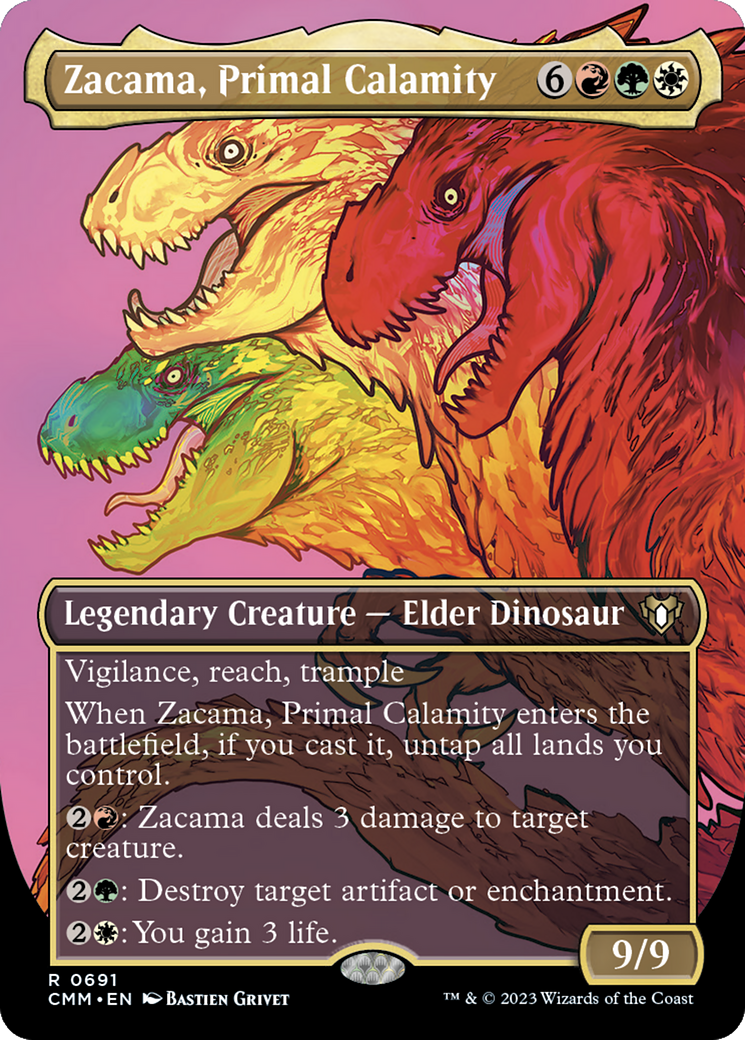 Zacama, Primal Calamity (Borderless) (CMM-691) - Commander Masters (Borderless) Foil