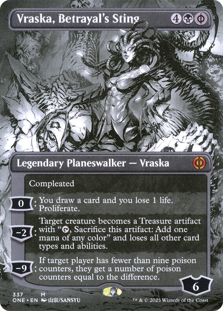Vraska, Betrayal's Sting (Borderless) (ONE-337) - Phyrexia: All Will Be One: (Showcase) (Borderless)