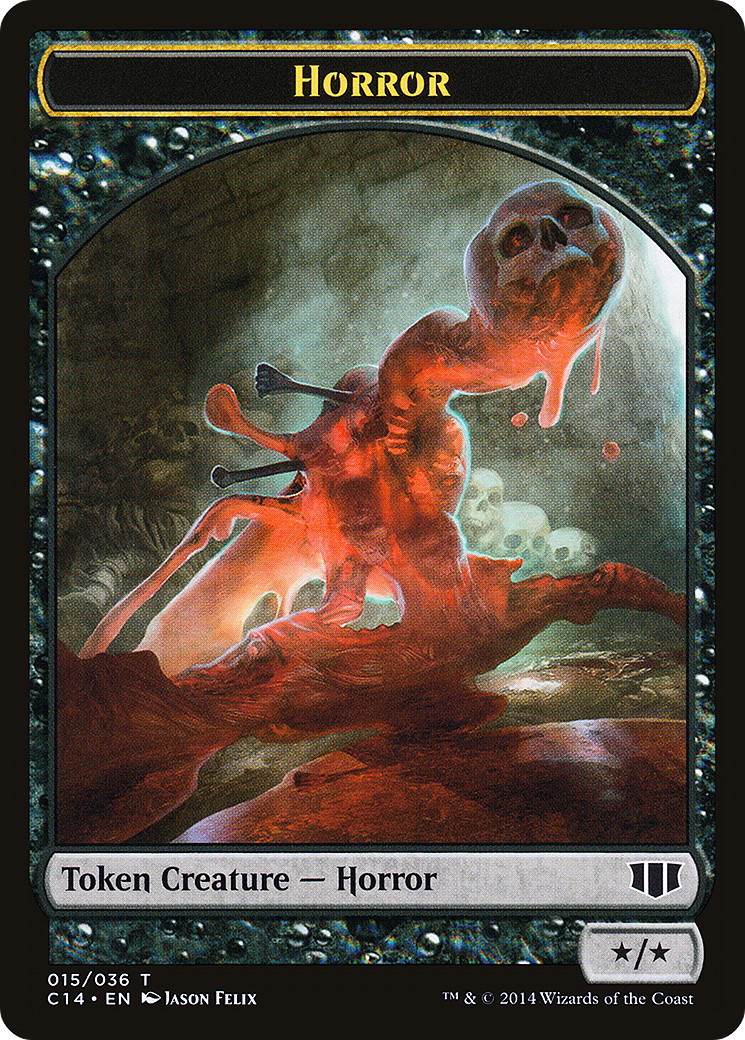 Horror // Zombie (Black) Double-sided Token (C14-15 // 16) - Commander 2014 Tokens