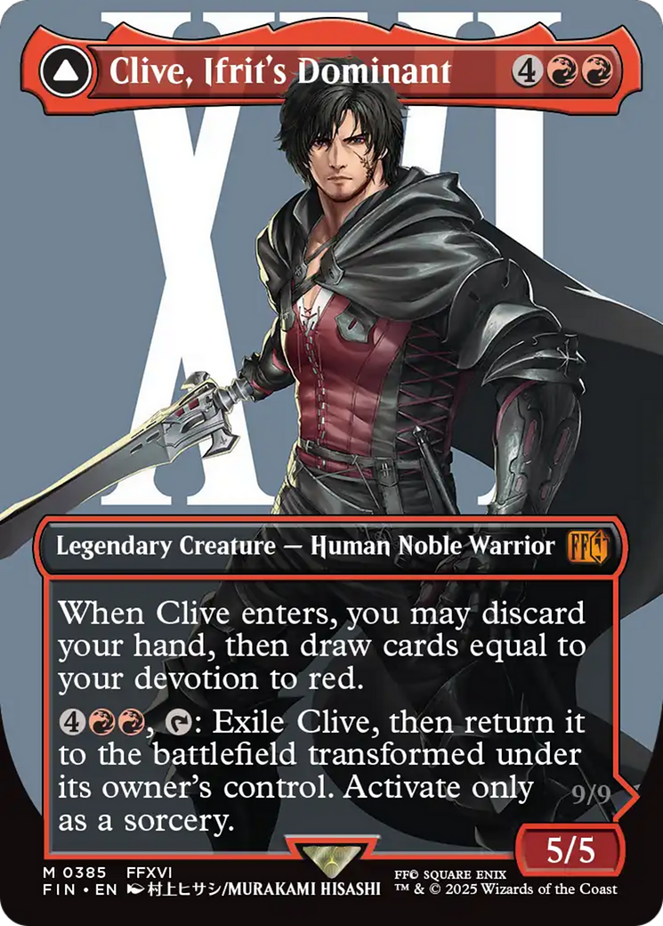 Clive, Ifrit's Dominant (0385) (Borderless) (FIN-385) - FINAL FANTASY: (enchantment) (Borderless) Foil