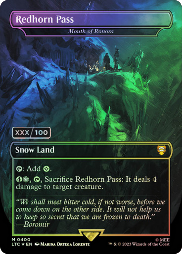 Redhorn Pass - Mouth of Ronom (Serial Numbered) (LTC-400) - Tales of Middle-earth Commander / Redhorn Pass (Borderless) Foil