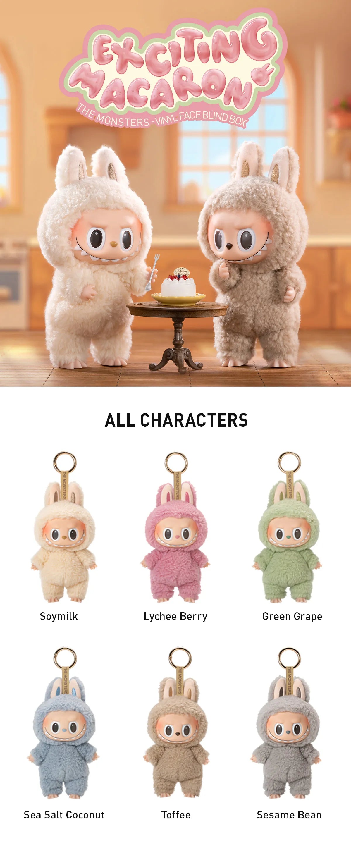 POPMART: Labubu - THE MONSTERS: Exciting Macaron Plush Keyring Figurine Blind Box